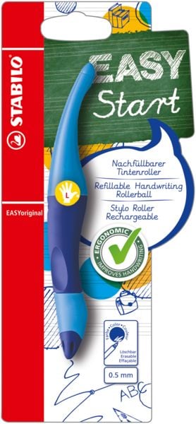 Produktbild: Ergonomischer Tintenroller f&uuml;r Linksh&auml;nder-STABILO EASYoriginal in dunkelblau/hellb.-Einzelstift-Schreibfarbe blau (l&ouml;schbar) -inkl. Patrone