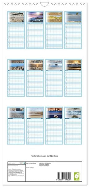 Produktbild: Familienplaner 2027 - K&uuml;stenstreifen an der Nordsee mit 5 Spalten (Wandkalender, 21 x 45 cm) CALVENDO