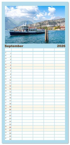 Produktbild: Familienplaner 2026 - Nago-Torbole, der sch&ouml;ne Norden vom Gardasee mit 5 Spalten (Wandkalender, 21 x 45 cm) CALVENDO