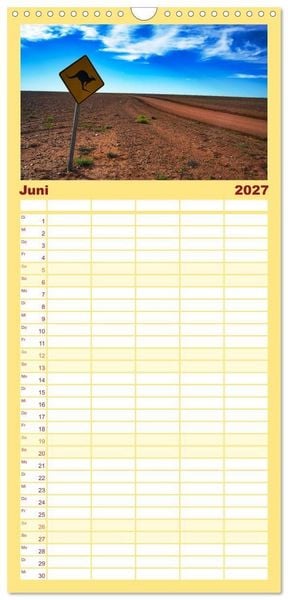 Produktbild: Familienplaner 2027 - Roadtrip durchs Outback &ndash; Australiens wilde Seele mit 5 Spalten (Wandkalender, 21 x 45 cm) CALVENDO