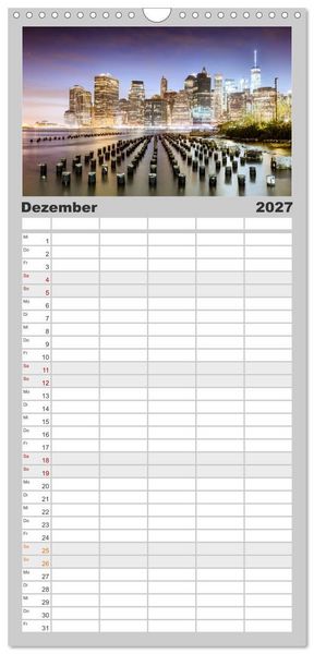 Produktbild: Familienplaner 2027 - New York City - Atemberaubende Ansichten mit 5 Spalten (Wandkalender, 21 x 45 cm) CALVENDO
