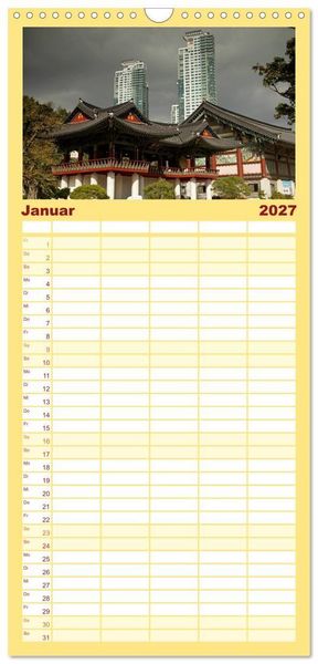 Produktbild: Familienplaner 2027 - Seoul mit 5 Spalten (Wandkalender, 21 x 45 cm) CALVENDO