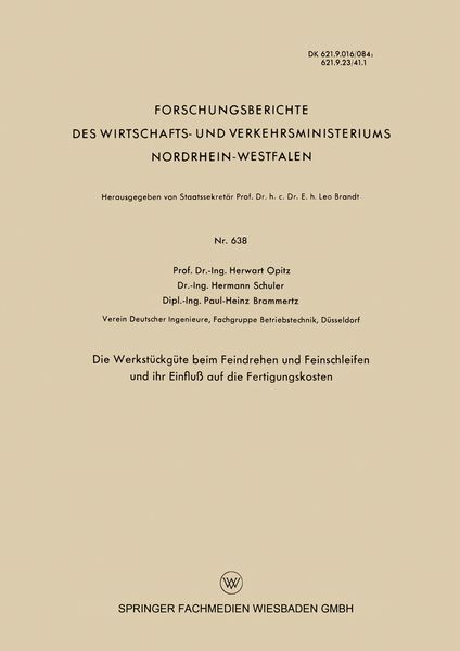 Produktbild: Die Werkst&uuml;ckg&uuml;te beim Feindrehen und Feinschleifen und ihr Einflu&szlig; auf die Fertigungskosten