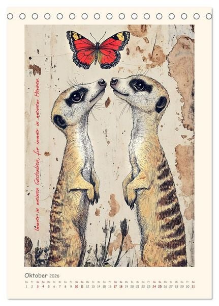 Produktbild: Liebenswerte Tierillustrationen (Tischkalender 2026 DIN A5 hoch), CALVENDO Monatskalender