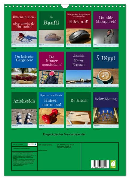 Produktbild: Erzgebirgischer Mundartkalender (Wandkalender 2026 DIN A3 hoch), CALVENDO Monatskalender