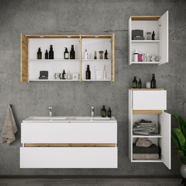 Produktbild: 5 tlg. Badm&ouml;bel-Set mit Waschbecken Cosila-I 111cm