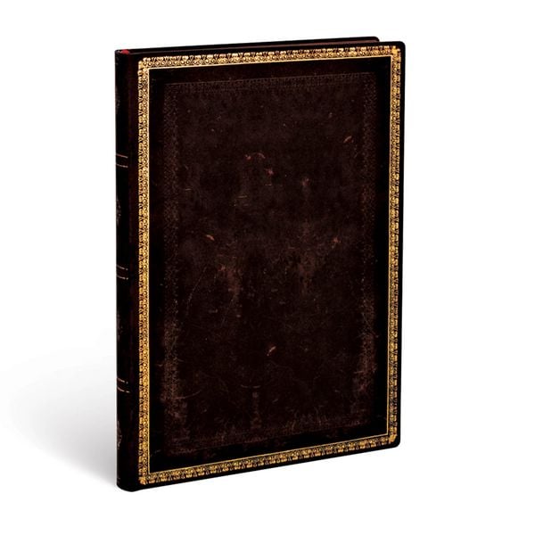 Produktbild: Softcover Notizbuch Schwarzes Marokkoleder, Midi, Liniert