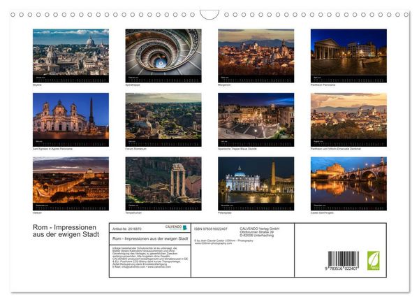 Produktbild: Rom - Impressionen aus der ewigen Stadt (Wandkalender 2026 DIN A3 quer), CALVENDO Monatskalender
