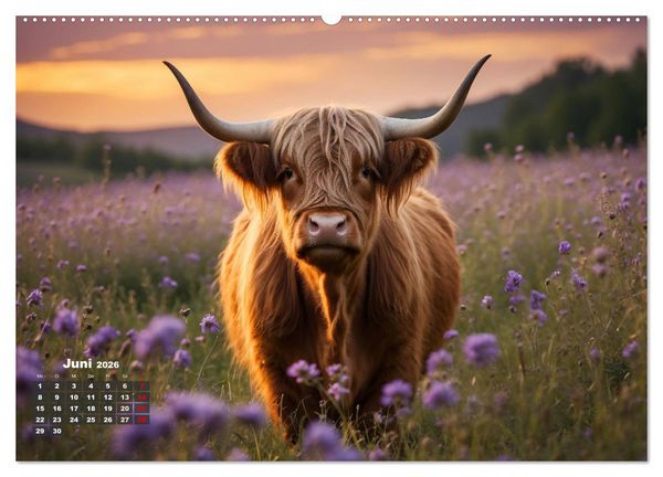 Produktbild: Highland K&uuml;he (hochwertiger Premium Wandkalender 2026 DIN A2 quer), Kunstdruck in Hochglanz