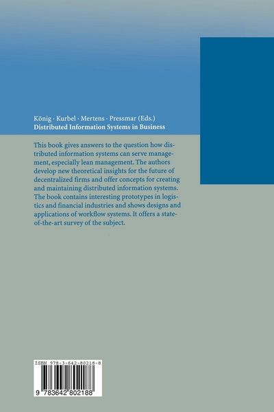 Produktbild: Distributed Information Systems in Business
