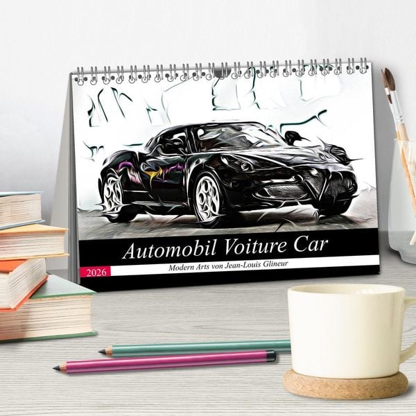 Produktbild: Automobil Voiture Car (Tischkalender 2026 DIN A5 quer), CALVENDO Monatskalender