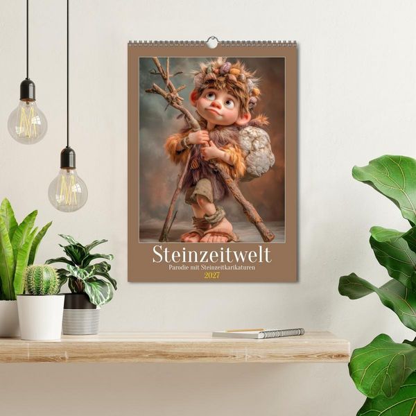 Produktbild: Steinzeitwelt - Parodie mit Steinzeitkarikaturen (Wandkalender 2027 DIN A3 hoch), CALVENDO Monatskalender