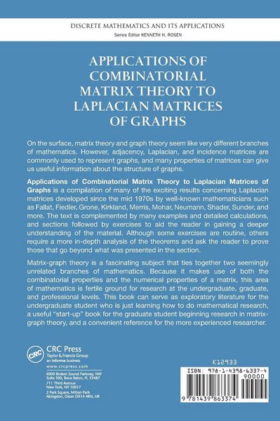 Produktbild: Applications of Combinatorial Matrix Theory to Laplacian Matrices of Graphs