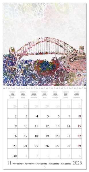 Produktbild: Colorful metropolises of the world - Acrylic Pouring of skylines of famous world cities (Wall Calendar 2026 12 &times; 12 Inch) CALVENDO 12 Month Wall Calendar