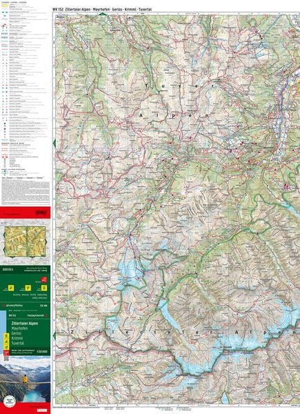 Zillertaler Alpen, Wander-, Rad- und Freizeitkarte 1:50.000, freytag & berndt, WK 152