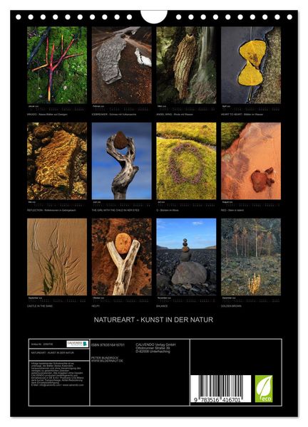 Produktbild: NATUREART - KUNST IN DER NATUR (Wandkalender 2026 DIN A4 hoch), CALVENDO Monatskalender