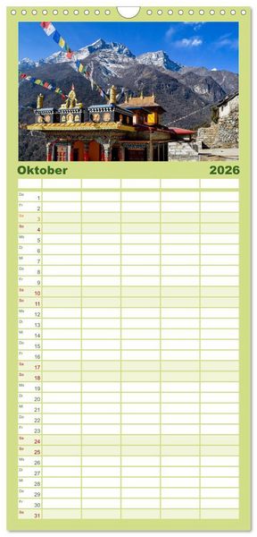 Produktbild: Familienplaner 2026 - Nepal- Trekking durchs Hochgebirge mit 5 Spalten (Wandkalender, 21 x 45 cm) CALVENDO
