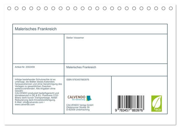Produktbild: Malerisches Frankreich (Tischkalender 2026 DIN A5 quer), CALVENDO Monatskalender