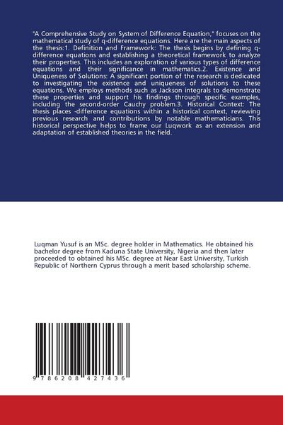 Produktbild: A Comprehensive Study on System of q-Difference Equation