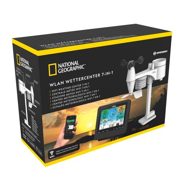 Produktbild: National Geographic 9080600 - WLAN Wetterstation Funk mit 7-in-1 Profi-Sensor, Wettercenter