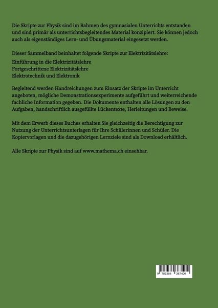 Produktbild: Skripte zur Physik - Elektrizit&auml;tslehre