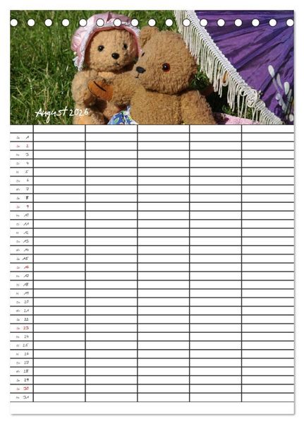 Produktbild: Der Teddyb&auml;ren-Familienplaner (Tischkalender 2026 DIN A5 hoch), CALVENDO Monatskalender