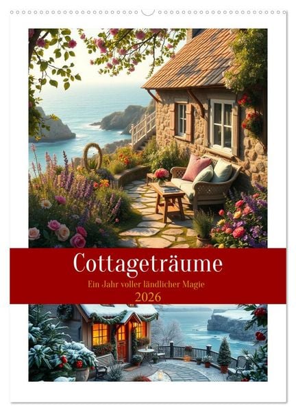 Produktbild: Cottagetr&auml;ume - Ein Jahr voller l&auml;ndlicher Magie (Wandkalender 2026 DIN A2 hoch), CALVENDO Monatskalender