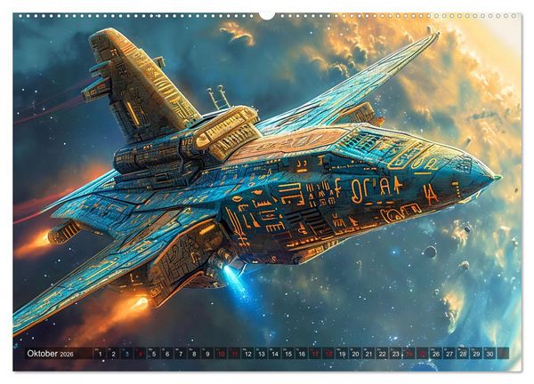Produktbild: Raumschiffe - Im Universum durch Raum und Zeit (Wandkalender 2026 DIN A2 quer), CALVENDO Monatskalender