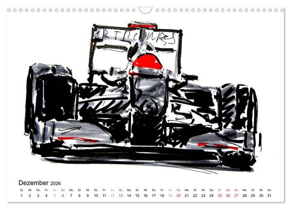Produktbild: Illustrationen Formel 1 Rennwagen (Wandkalender 2026 DIN A3 quer), CALVENDO Monatskalender