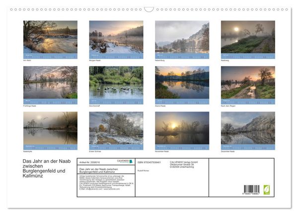 Produktbild: Das Jahr an der Naab zwischen Burglengenfeld und Kallm&uuml;nz (Wandkalender 2026 DIN A2 quer), CALVENDO Monatskalender