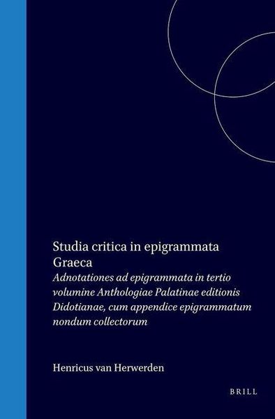 Produktbild: Studia Critica in Epigrammata Graeca