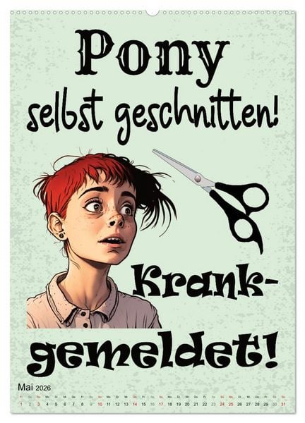 Produktbild: Haarige Friseurspr&uuml;che (Wandkalender 2026 DIN A2 hoch), CALVENDO Monatskalender