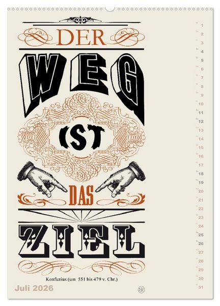 Produktbild: Die sch&ouml;nsten Lebensweisheiten Typo - Kalender (hochwertiger Premium Wandkalender 2026 DIN A2 hoch), Kunstdruck in Hochglanz