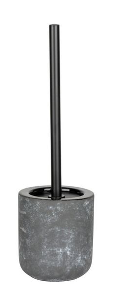 Produktbild: WC-Garnitur Mod. Sacile, grau/schwarz, Keramik, Edelstahl, &Oslash;11.5x38 cm, Betonoptik, freistehend,