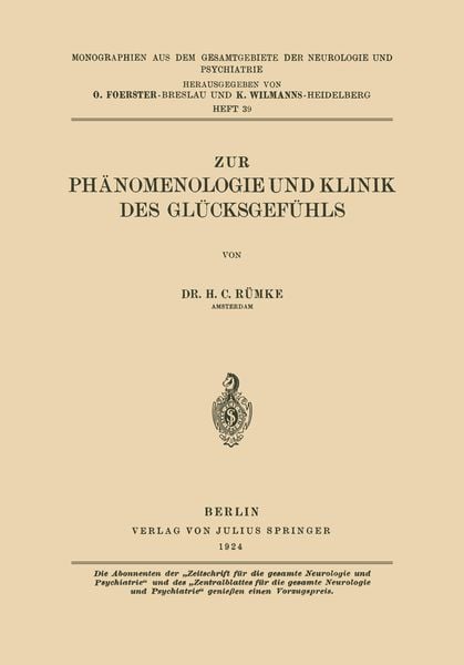 Produktbild: Zur Ph&auml;nomenologie und Klinik des Gl&uuml;cksgef&uuml;hls