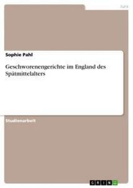 Produktbild: Geschworenengerichte im England des Sp&auml;tmittelalters