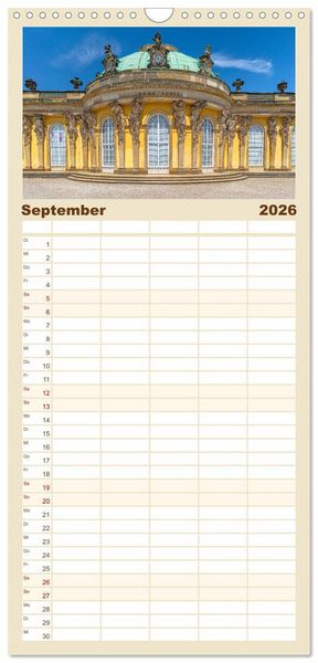 Produktbild: Familienplaner 2026 - Potsdam - Schl&ouml;sser, Parks und der Alte Fritz mit 5 Spalten (Wandkalender, 21 x 45 cm) CALVENDO