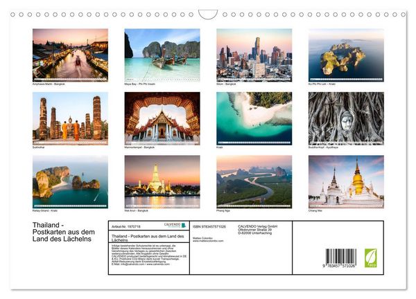 Produktbild: Thailand - Postkarten aus dem Land des L&auml;chelns (Wandkalender 2026 DIN A3 quer), CALVENDO Monatskalender