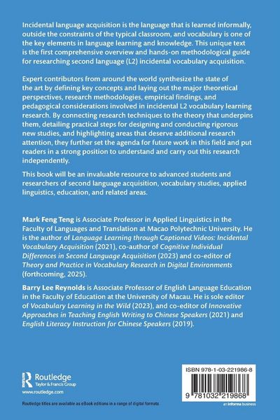 Produktbild: Researching Incidental Vocabulary Learning in a Second Language