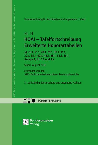Produktbild: HOAI - Tafelfortschreibung - Erweiterte Honorartabellen