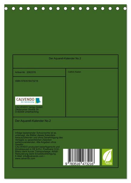 Produktbild: Der Aquarell-Kalender No.2 (Tischkalender 2026 DIN A5 hoch), CALVENDO Monatskalender