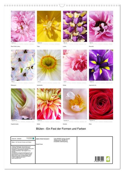 Produktbild: Bl&uuml;ten - Ein Fest der Formen und Farben (Wandkalender 2026 DIN A2 hoch), CALVENDO Monatskalender