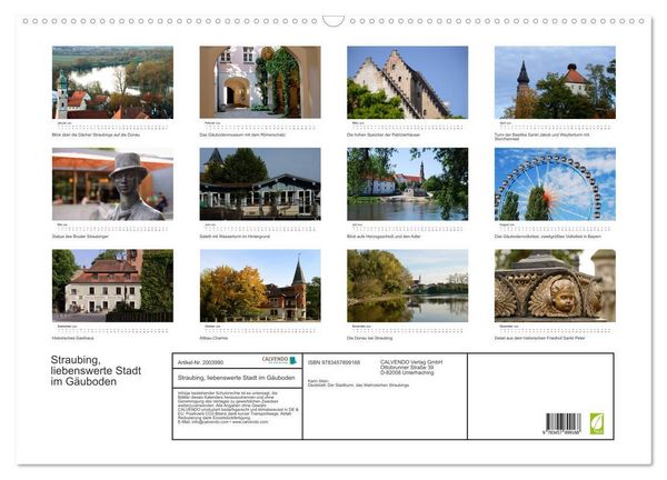 Produktbild: Straubing, liebenswerte Stadt im G&auml;uboden (Wandkalender 2026 DIN A2 quer), CALVENDO Monatskalender