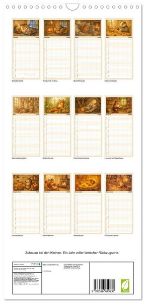 Produktbild: Familienplaner 2026 - Zuhause bei den Kleinen. Ein Jahr voller tierischer R&uuml;ckzugsorte. mit 5 Spalten (Wandkalender, 21 x 45 cm) CALVENDO