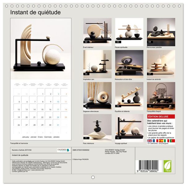Produktbild: Instant de qui&eacute;tude (Calendrier mural carr&eacute; 2026 30x30 cm) Calendrier double avec une page pour vos prises de notes