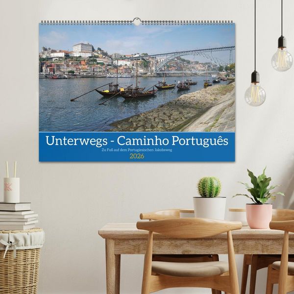 Produktbild: Unterwegs - Caminho Portugu&ecirc;s. Zu Fu&szlig; auf dem Portugiesischen Jakobsweg (Wandkalender 2026 DIN A2 quer), CALVENDO Monatskalender