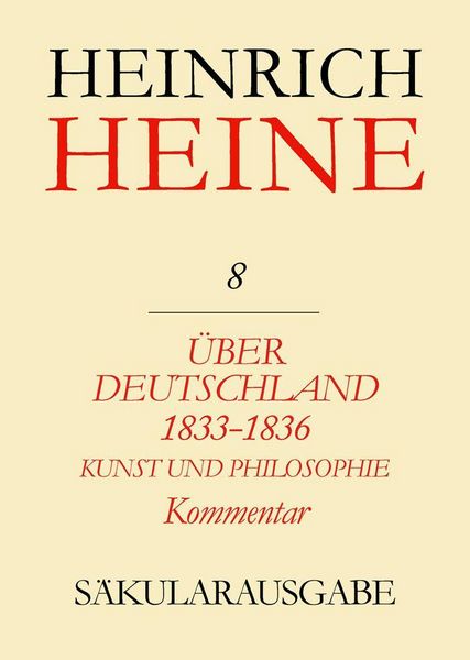 Produktbild: &Uuml;ber Deutschland 1833-1836. Aufs&auml;tze &uuml;ber Kunst und Philosophie. Kommentar