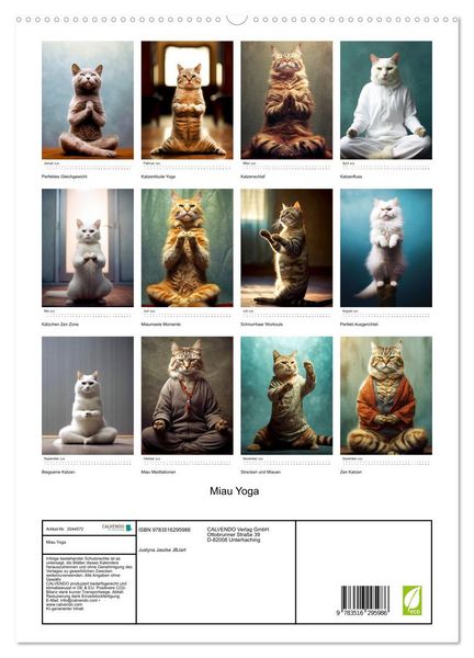 Produktbild: Miau Yoga (hochwertiger Premium Wandkalender 2026 DIN A2 hoch), Kunstdruck in Hochglanz