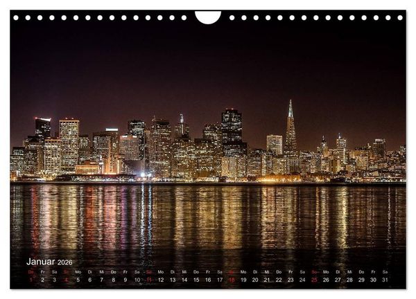 Produktbild: San Francisco Impressionen Tag und Nacht (Wandkalender 2026 DIN A4 quer), CALVENDO Monatskalender