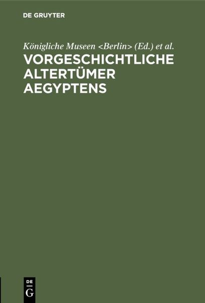Produktbild: Vorgeschichtliche Altert&uuml;mer Aegyptens